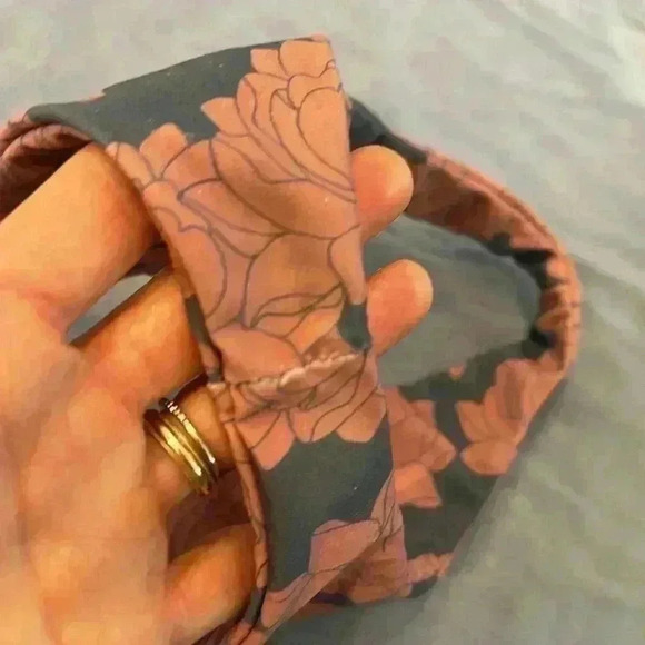 Blue and mauve floral bikini bathing suit bottom extra small reversible cheeky - Picture 8 of 9